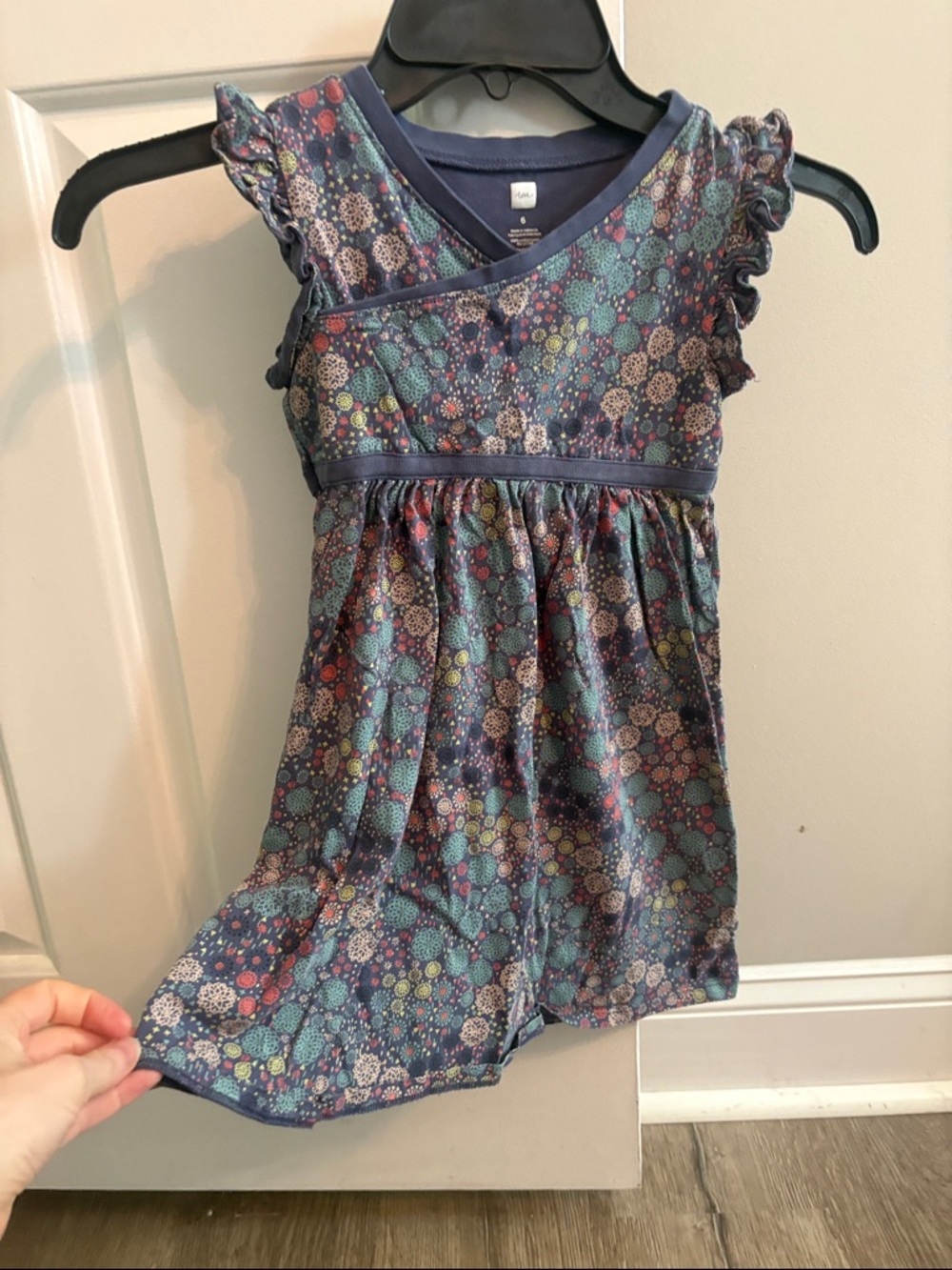 Tea Collection Navy Floral Dot Ruffle Tank